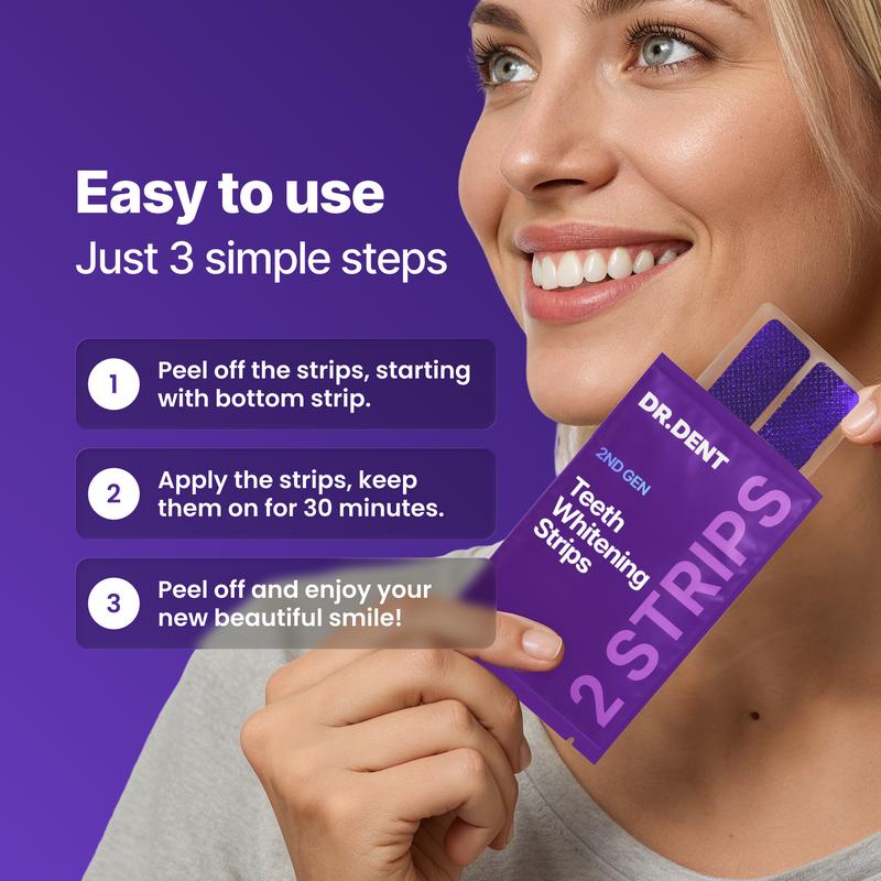 🔥Last Day 70% OFF - ✨DRDENT PURPLE TEETH WHITENING STRIPS - 7/21 WHITENING SESSIONS