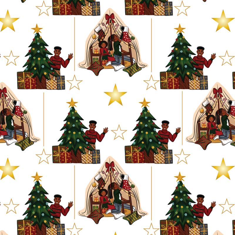 🎄Christmas Sales 50% OFF🎅🏾🤶🏾Home for the Holidays Black Santa Wrapping paper