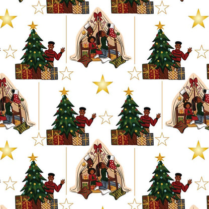 🎄Christmas Sales 50% OFF🎅🏾🤶🏾Home for the Holidays Black Santa Wrapping paper