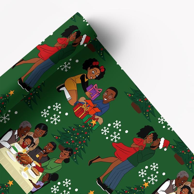 🎄Christmas Sales 50% OFF🎅🏾🤶🏾Home for the Holidays Black Santa Wrapping paper