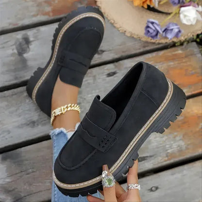 🔥Last Day 60% OFF🔥Women's Lightweight Vintage Penny Loafers - Slip-On Platform Shoes with Thick Rubber Sole