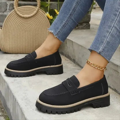 🔥Last Day 60% OFF🔥Women's Lightweight Vintage Penny Loafers - Slip-On Platform Shoes with Thick Rubber Sole